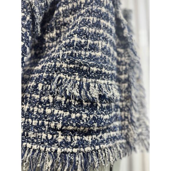 St. John Coture Navy Boucle Fringe Jacket USA Quiet Luxury Power Dress Size L - Picture 5 of 8